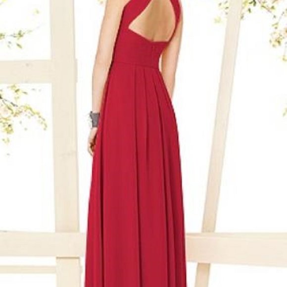 Dessy 8151....Full Length, Halter, Open Back Dress..Flame..Assorted Sizes...NWT - Picture 2 of 4